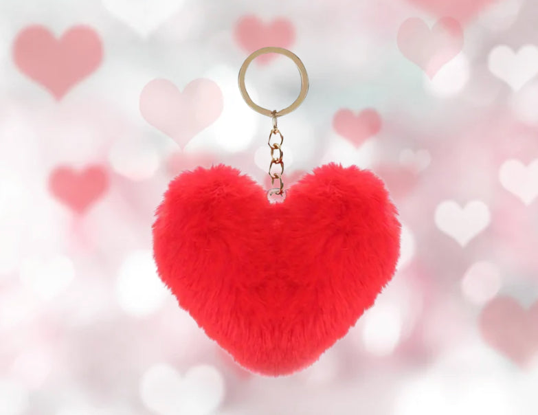 Heart Pom Pom Keychain